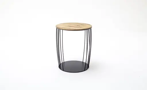 Beistellstisch Pavia - Durchmesser ca. 45 cm, Eiche massiv, Vintage