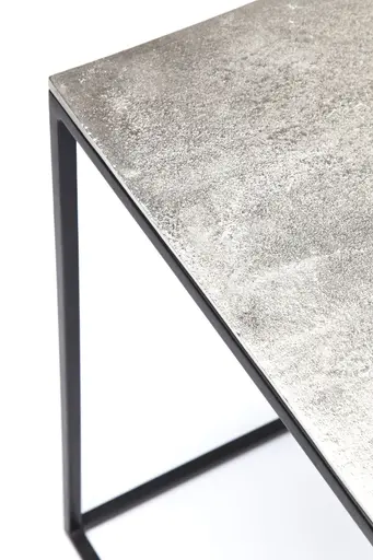 Beistelltisch-Set- Stahl, Schwarz, Aluminium, Glavanisiert