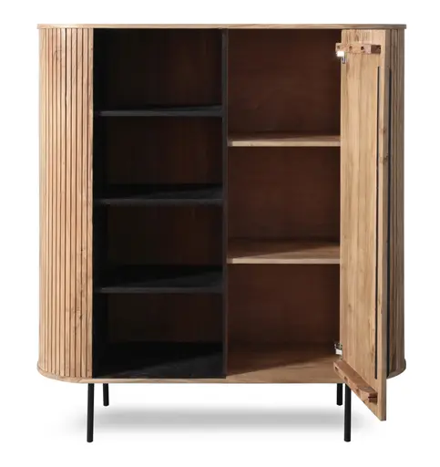 Highboard - mit Beleuchtung, B ca. 118 cm, Akazie massiv