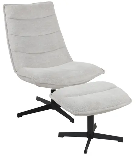 Relaxsessel mit Hocker - drehbar, Webstoff, Hellgrau