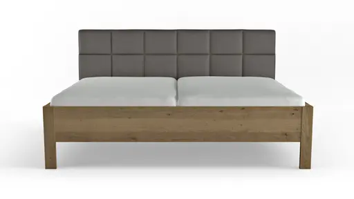 Bett Viana - Liegefläche ca. 200x200 cm, Balkeneiche furniert, Kunstleder Anthrazit