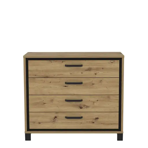 Kommode FARIDA - Eiche Dekor, Schwarz