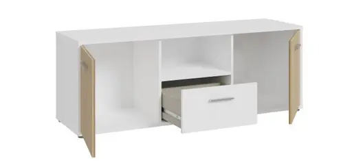 TV-Board FABIENNE- Weiß, Eiche Dekor