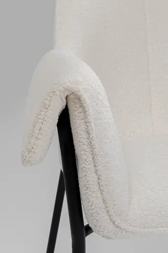 Armlehnstuhl- Stoff, Creme, Metall, Schwarz