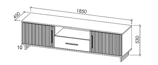 TV-Board- Eiche Dekor, Schwarz