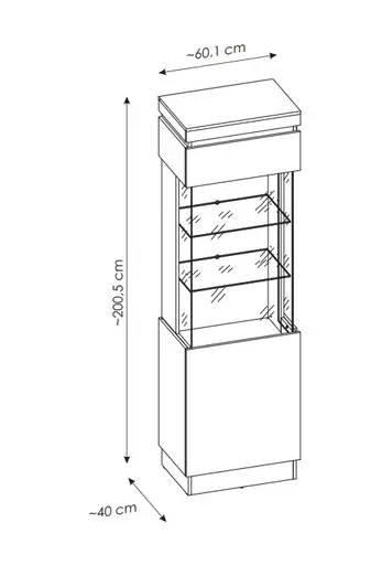 Vitrine - B ca. 60 cm, Alpinweiß, Anthrazit