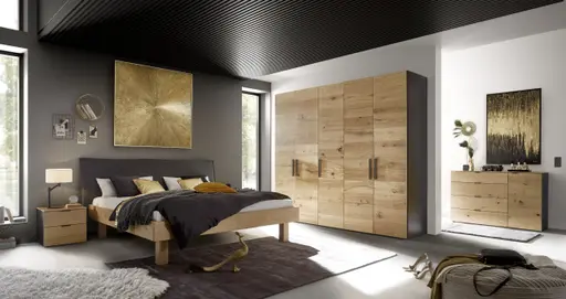 Drehtürenschrank JOIN IT- B ca. 252 cm., Schwarz, Eiche, Natur, Bretteroptik