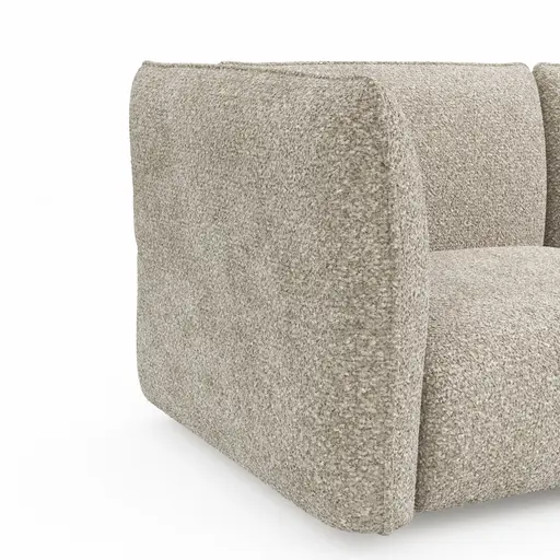 Trapezsofa Motone - 2-Sitzer mit Ecke rechts, Stoff, Beige