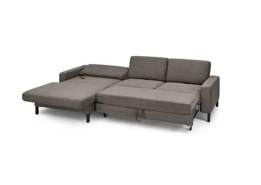 Ecksofa CALM MOVE 2.0 - Longchair links mit 2,5-Sitzer, Schlaffunktion, Feincord, Taupe