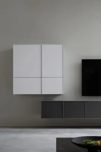 Wohnwand Casello - BHT: ca. 319x182x47 cm, Lack Matt, Steingrau, Anthrazit