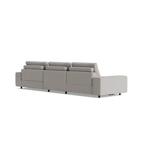 Ecksofa Serava - 2,5-Sitzer mit Longchair rechts, inkl. Relaxfunktion, Stoff, Grau