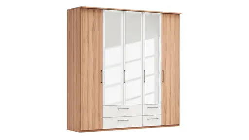 Drehtürenschrank Viana - B. ca. 225 cm, Furnier, Kernbuche, Weiß