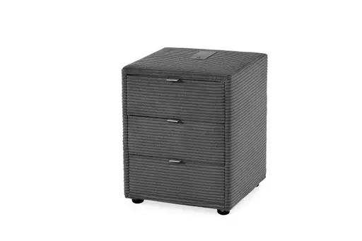 Nachttisch- Inkl. Ladeport, Stoff, Grau