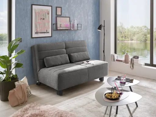  Faltsofa Easy - 2-Sitzer ohne Armlehne, ca. 140 cm inkl. Schlaffunktion, Stoff,  Dunkelgrau
