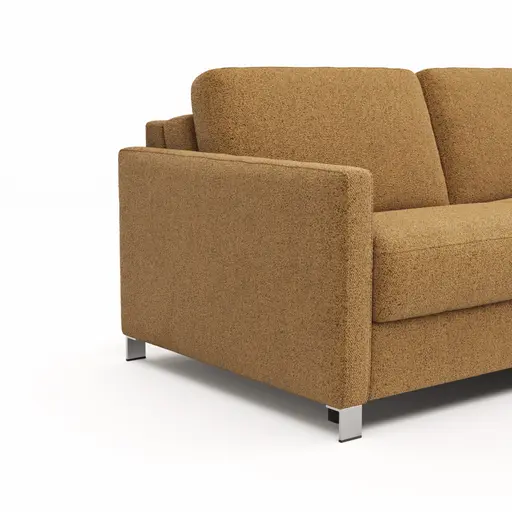 Sofa Nuoro - 2,5-Sitzer inkl. Schlaffunktion, Armlehne schmal, Stoff, Cognac