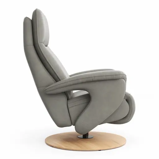 Sessel Tulsa Relax - Größe M, inkl. Kopf-/Fußteil/Rückenlehne verstellbar, Leder, Graubeige