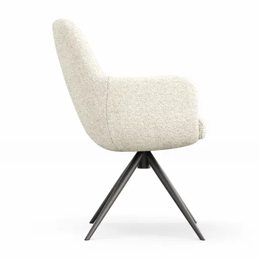 Armlehnstuhl Mis Legere - Boucle, Creme, Stativ, Anthrazit