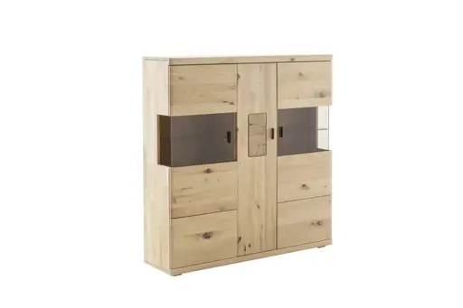 Highboard - mit Hirnholz Applikation, Balkeneiche, massiv