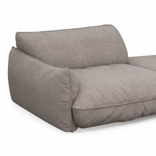 Trapezsofa Fluffy - 2-Sitzer mit Trapezelement und Abschlussteil inkl. Rückenlehne verstellbar, Stoff, Taupe