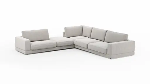 Ecksofa Juni - Ecke links mit 3-Sitzer, Stoff, Hellgrau