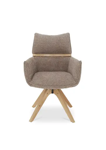 Armlehnstuhl MAROU - drehbar, Stoff, Braun