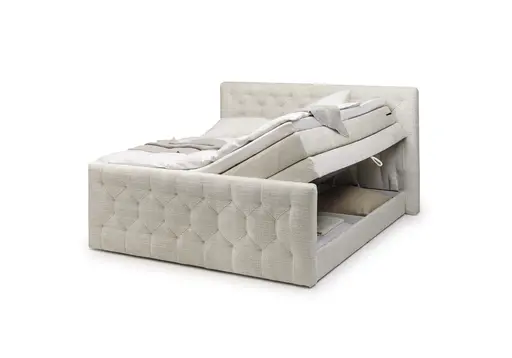 Boxspringbett- Liegefläche ca. 180x200 cm, Stoff, Creme