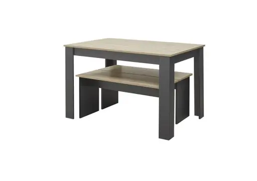 Esstischgruppe - Artisan Eiche Nachbildung, Anthrazit