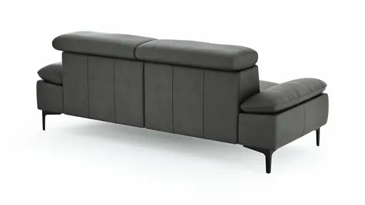 Sofa Felipa - 3-Sitzer inkl. Kopfteil verstellbar, Leder, Grau