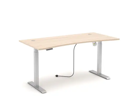 Schreibtisch - höhenverstellbar, LB ca. 160x77 cm, Riva Eiche Nachbildung, Silberfarben