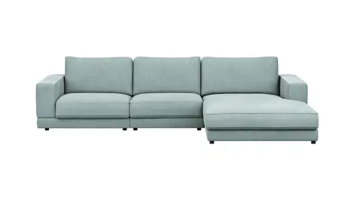 Ecksofa Juni - 2-Sitzer mit Longchair rechts, Stoff, Hellblau