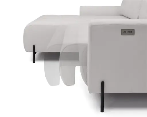 Ecksofa - Longchair links mit 2-Sitzer, Sitztiefe verstellbar motorisch, Stoff, Silbergrau