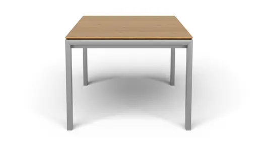 Esstisch 3400 - LB ca. 180x100 cm, ausziehbar, Asteiche massiv, 4-Fuss, Edelstahl