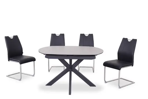 Esstisch MEGGIE - ausziehbar, LB ca. 130x100 cm, Glaskeramik, Grau