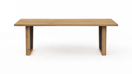 Esstisch Belfast - LB ca. 240x100 cm, Eiche massiv, mit Metalleinlage im Gestell