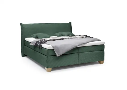  Boxspringbett HADAI- Liegefläche ca. 180x200 cm, Stoff, Opalgrün, inkl. Topper