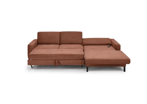  Ecksofa CALM MOVE 2.0 - 2,5-Sitzer mit Longchair rechts, Schlaffunktion, Feincord, Rost