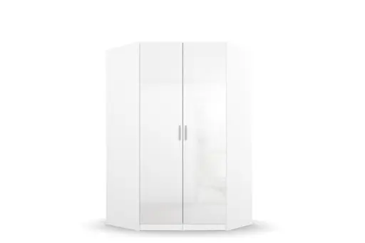 Eckschrank- B ca. 117 cm, Weiß, Weiß Hochglanz
