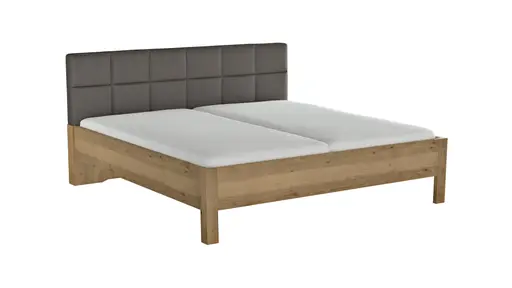 Bett Viana - Liegefläche ca. 200x200 cm, Balkeneiche furniert, Kunstleder Anthrazit