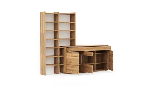 Wohnwand Cartago Soft - Wildeiche massiv, natur geölt