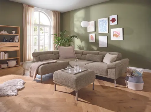 Hocker Bolonia - Stoff, Graubeige