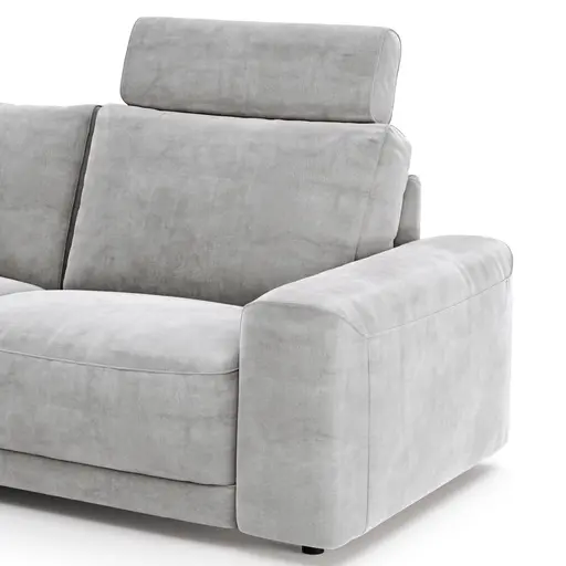 Ecksofa Balok - Longchair groß links mit 2,5-Sitzer, inkl. Relaxfunktion (motorisch) und Kopfstütze, Stoff, Eisengrau