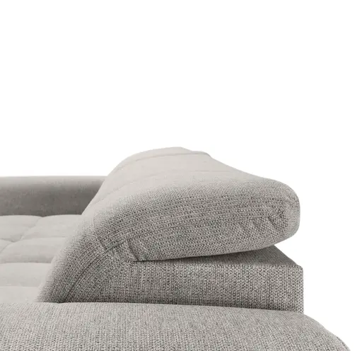 Ecksofa - Longchair links mit 2-Sitzer, Kopfteil verstellbar, Sitztiefe verstellbar motorisch, Stoff, Taupe