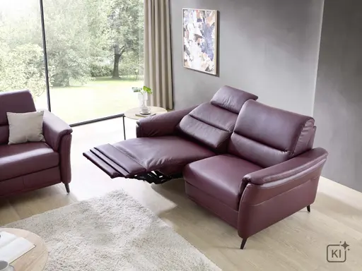 Sofa Porto Alegre - 2-Sitzer mit TV-Funktion motorisch, Leder, Kirschrot