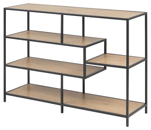 Bücherregal - Wildeiche Nachbildung, Metall schwarz