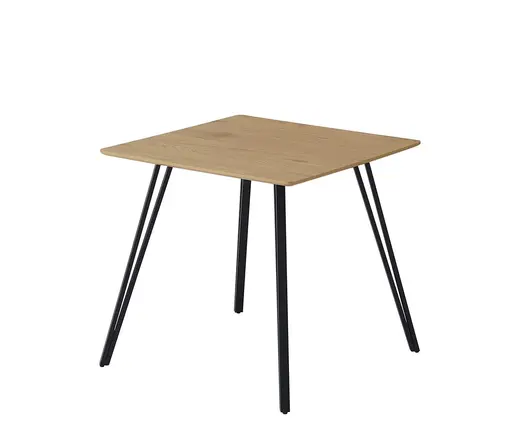 Esstisch - LB ca. 80x80 cm, Eiche Optik, Schweizer Kante, Schwarz