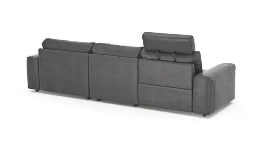 Ecksofa Balok - 2,5-Sitzer mit Longchair groß rechts, inkl. Relaxfunktion (motorisch) und Kopfstütze, Stoff, Anthrazit