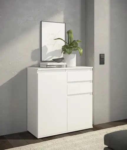 Kommode - B ca. 80 cm, Weiß