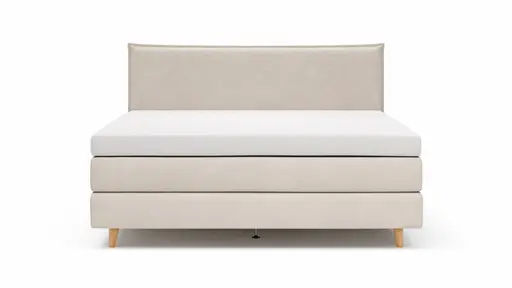 Boxspringbett Aspö - Liegefläche ca. 180x200 cm, Stoff, Ecru