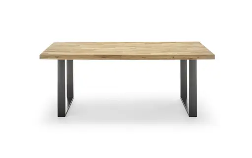 Esstisch - LB ca. 200x100 cm, Eiche; Massiv, Geölt, gerade Kante, Schwarz