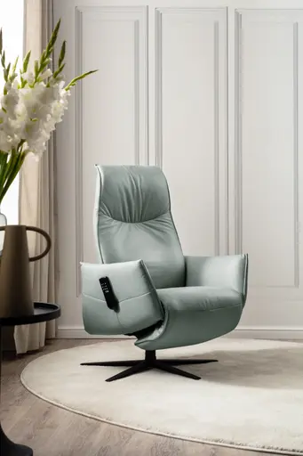 Relaxsessel Marsala - inklusive motorischer Rücken und Fußteilverstellung, Leder, Jade